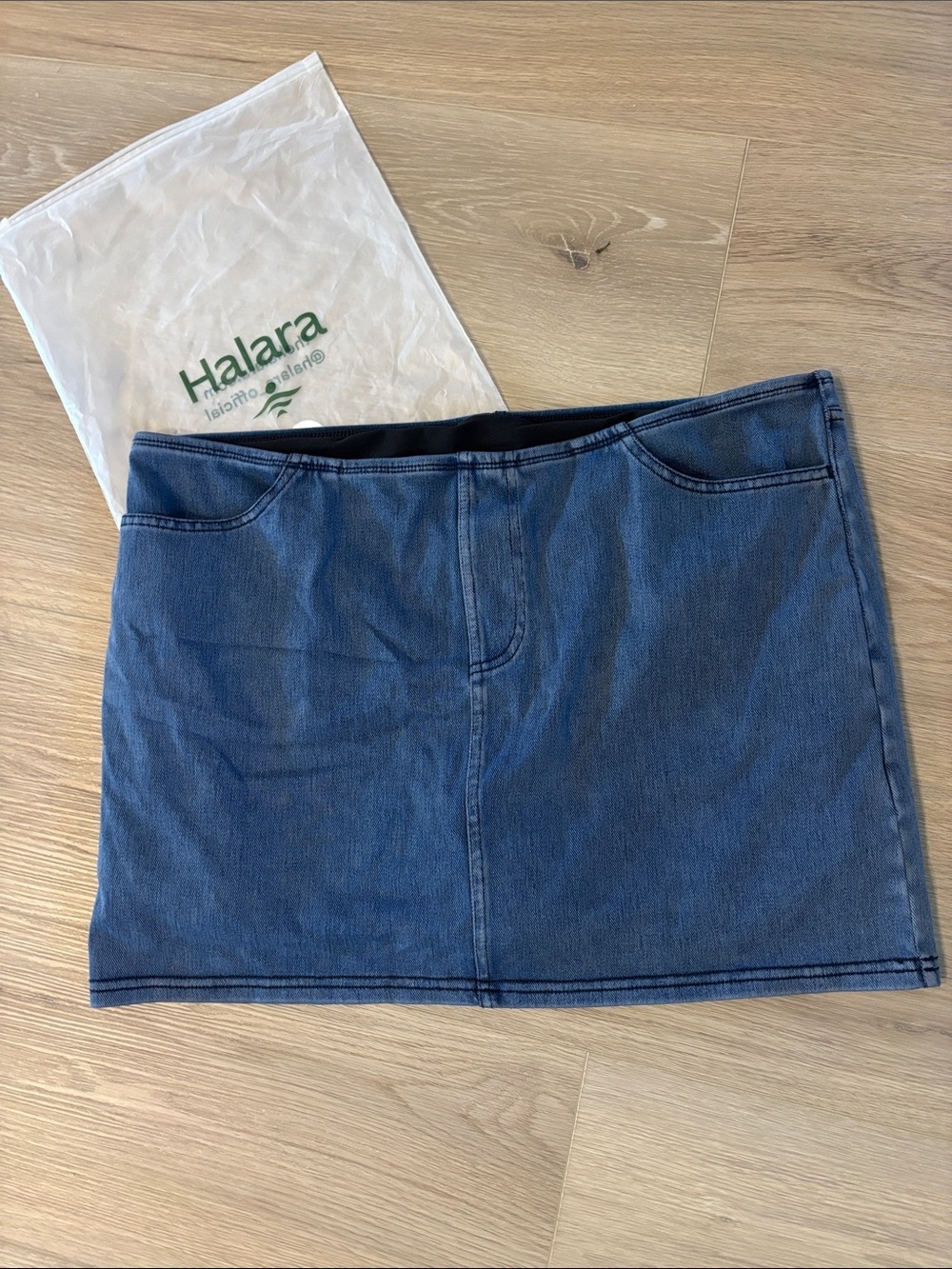 HALARA Jean Skirt Skort Dark Blue Denim Mini Skirt MSRP $48